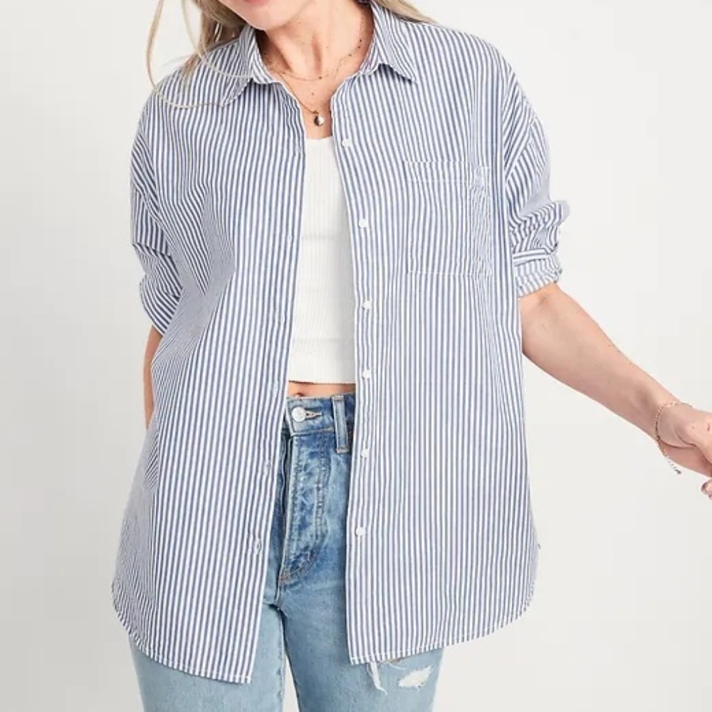 Oversized Striped Boyfriend Shirt for Women